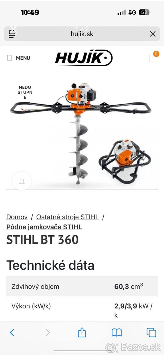 Zemný vrták stihl bt 360 - 2