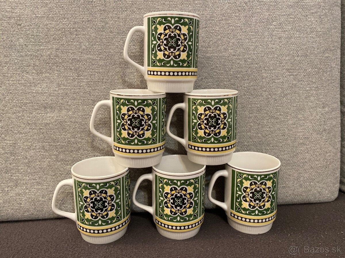 Retro čínske hrnčeky - zelené - 2