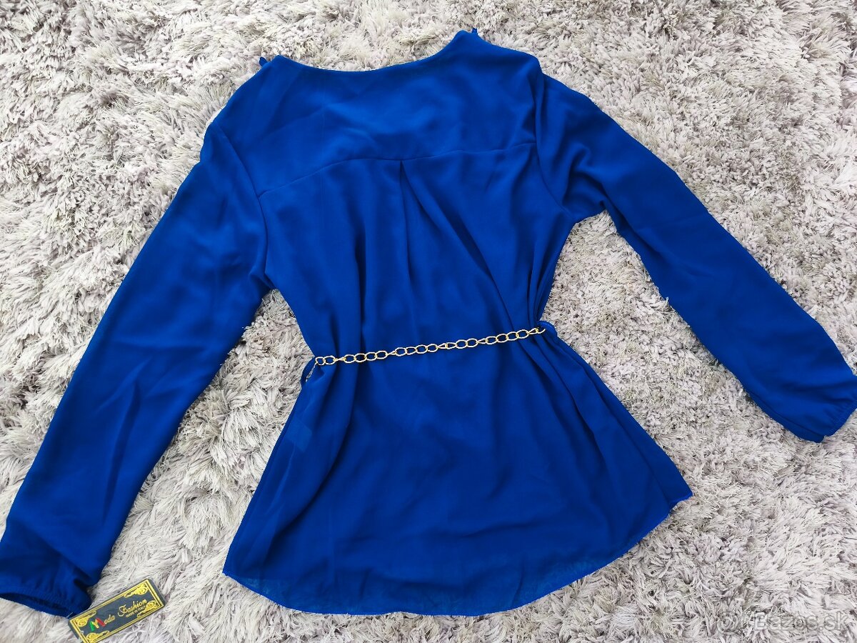 Modrá blúzka s opaskom S/36 - 2