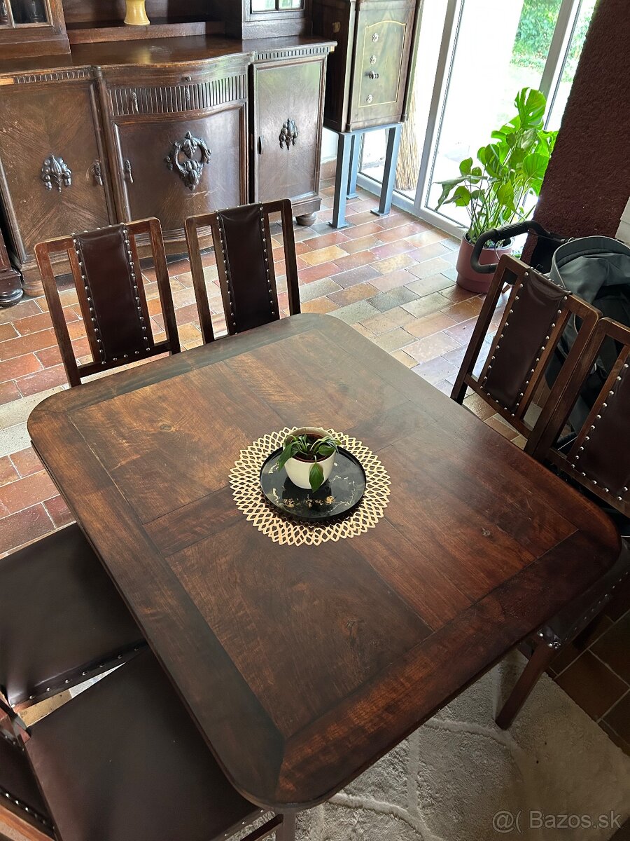 Starožitny stôl + 6 stoličiek - 2