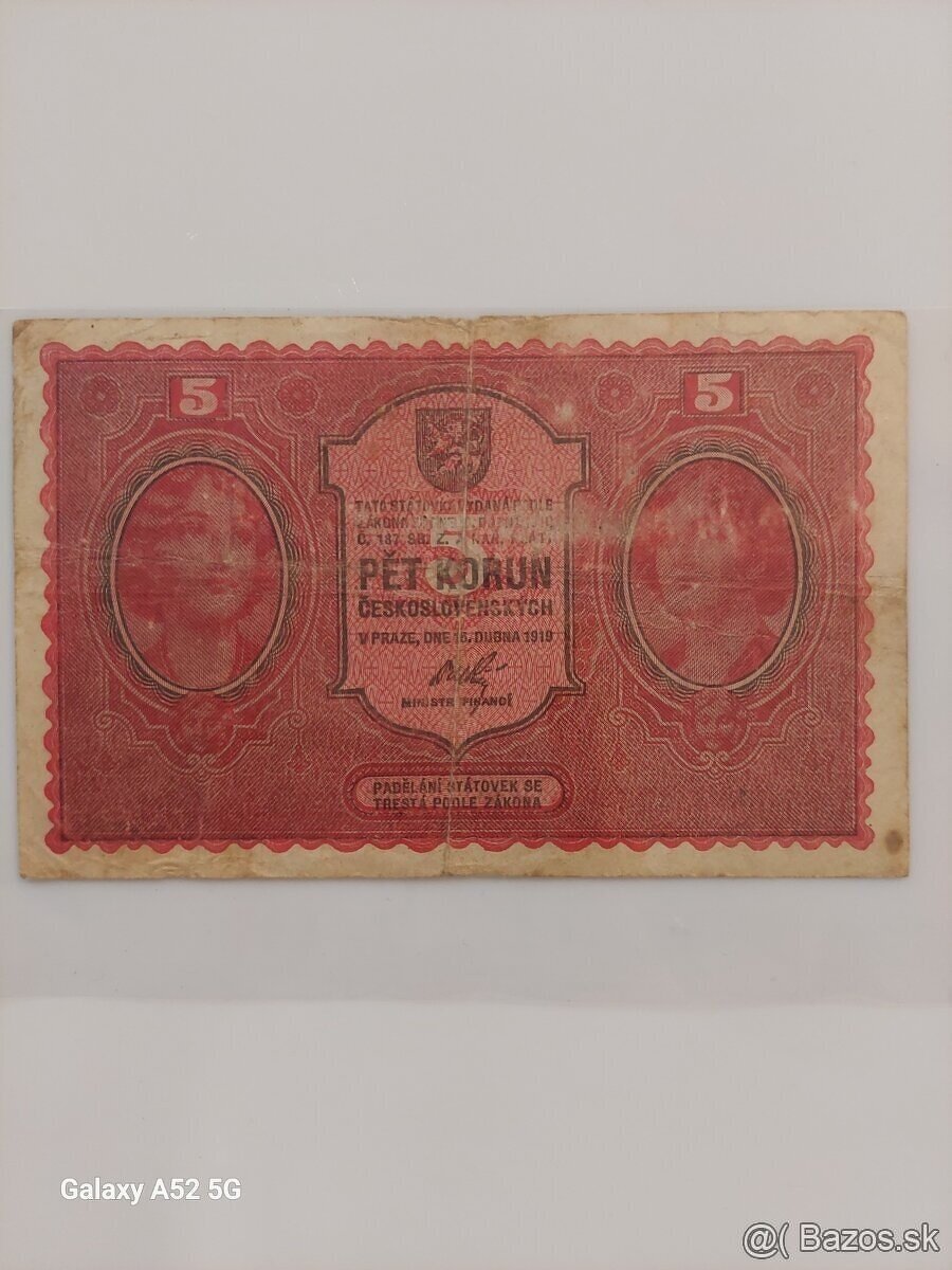 Predám 5 korún 1919 - 2