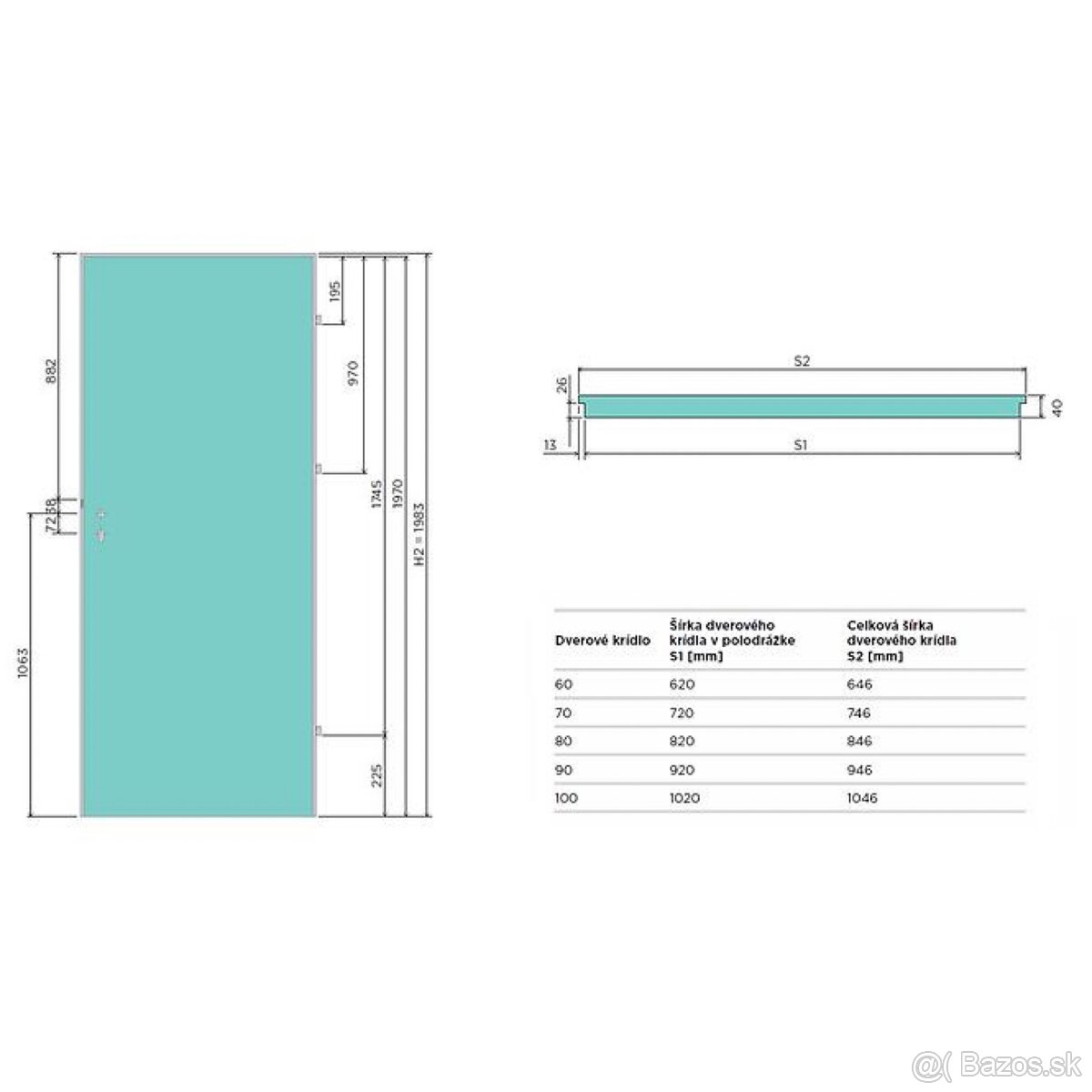 Dvere interiérové pravé 70 plné nové - 2