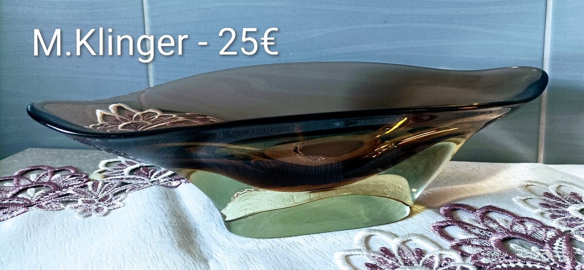 Hutné sklo - misy , váza - 2