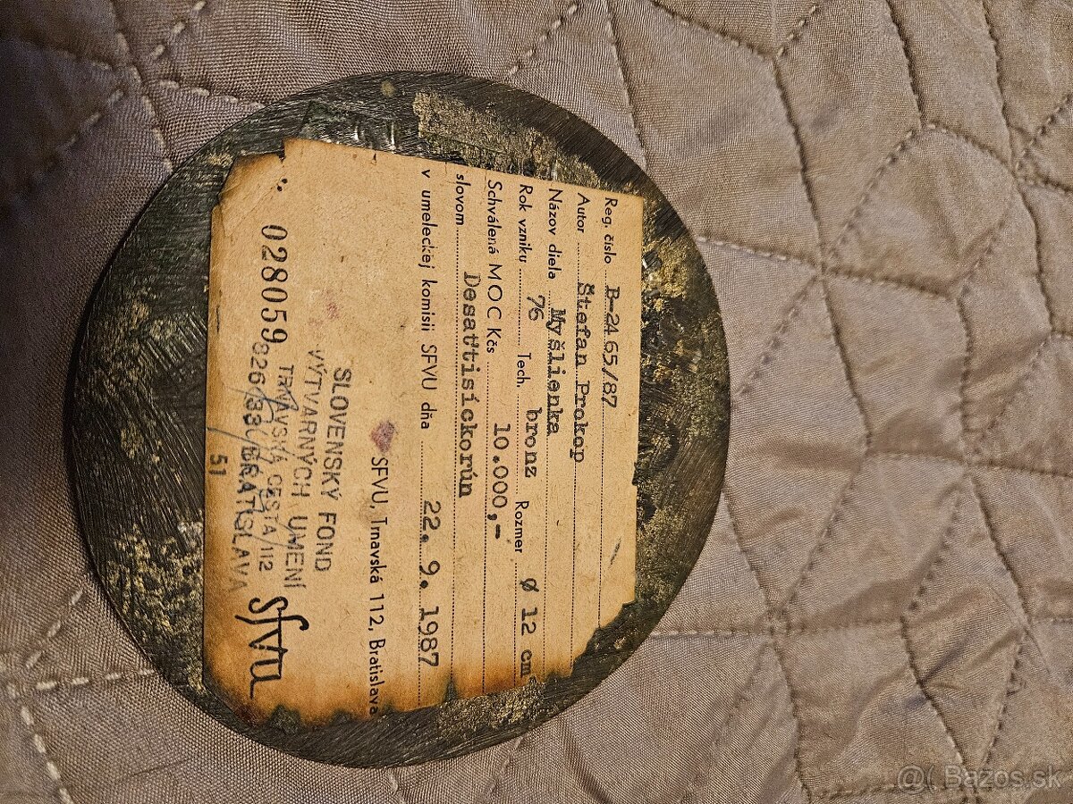 Bronzová plaketa Myšlienka Štefan Prokop - 2