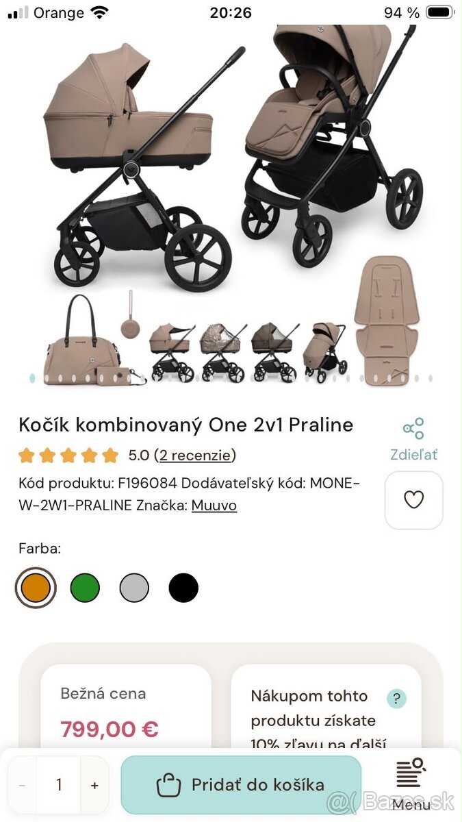 Kočík Muuvo One 2v1 - 2