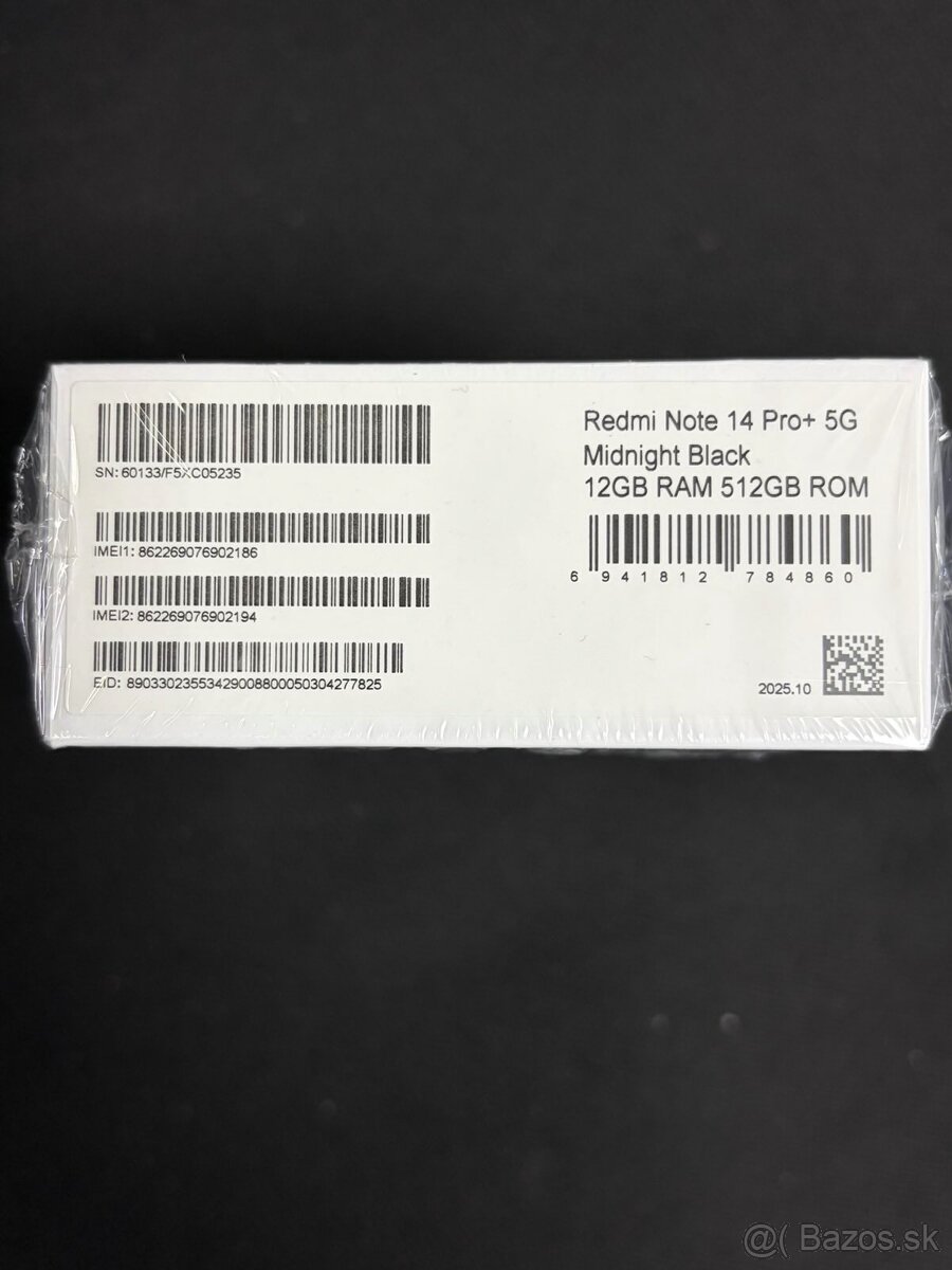 Xiaomi Redmi Note 14 Pro+ 5G,Midnight Black,12/512GB - 2