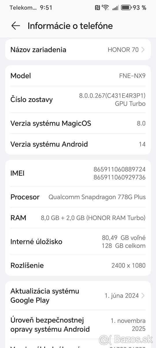 Honor 70 128 GB - 2