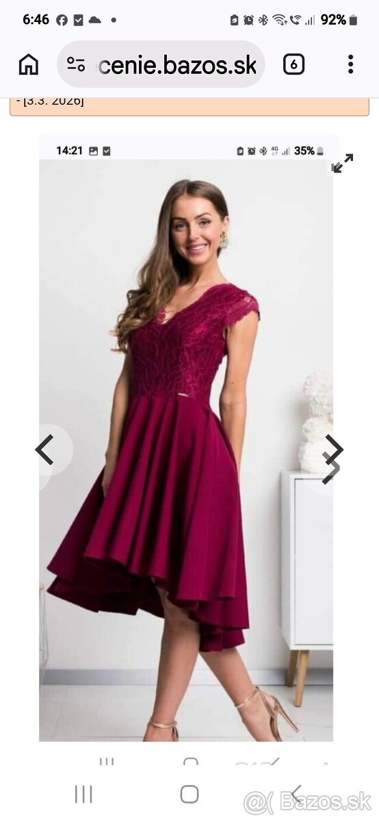 Bordové šaty- spoločenské - 2