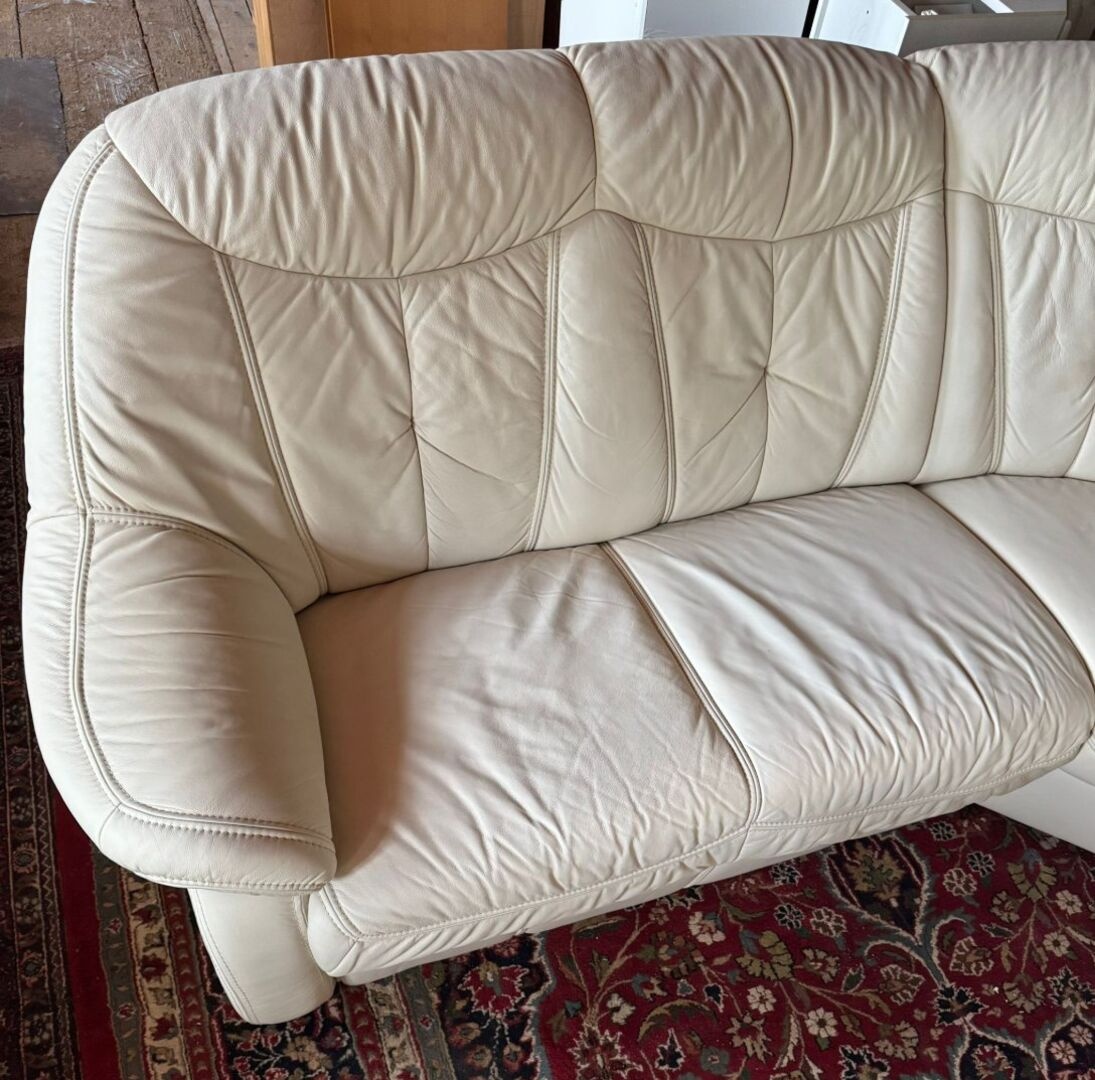 Světlá kožená sedačka do Účka, 4979 - 2