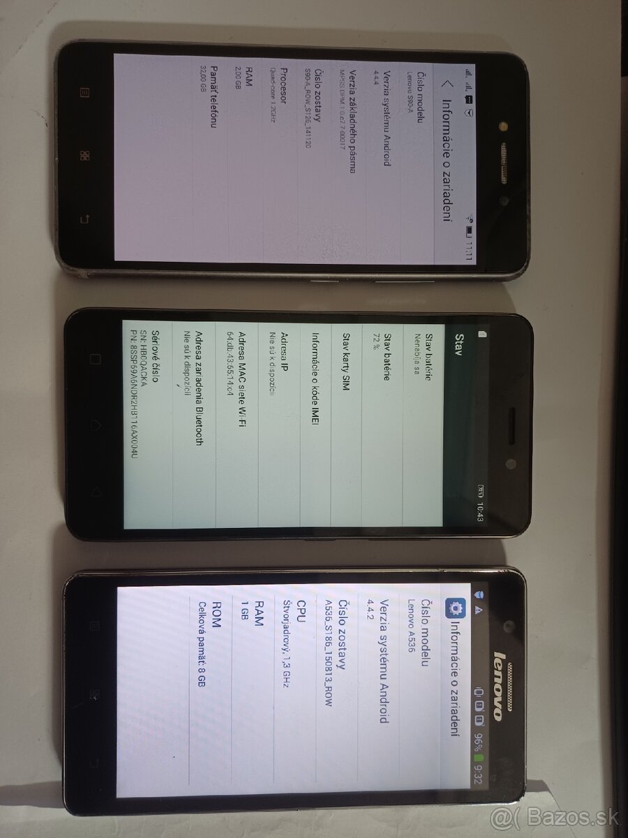 Predám 3 ks smart telefónov LENOVO - 2
