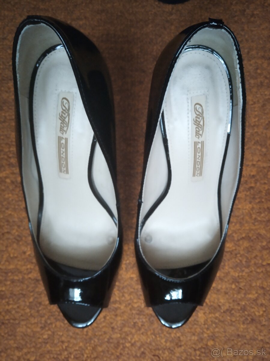 Luxusné lodičky s platformou, lakovaná koža, čierne, veľ. 38 - 2