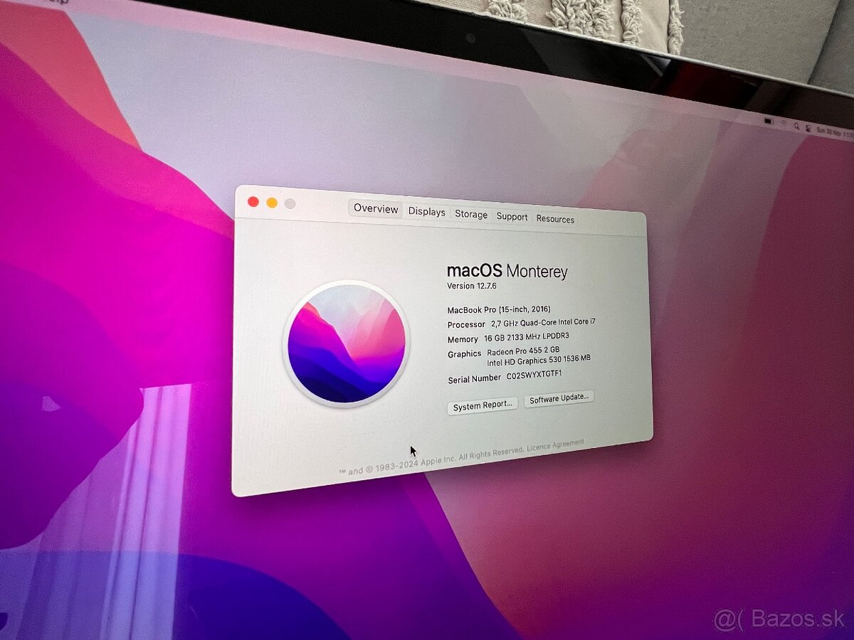 Predám MacBook Pro 15” (2016) A1707 - 2