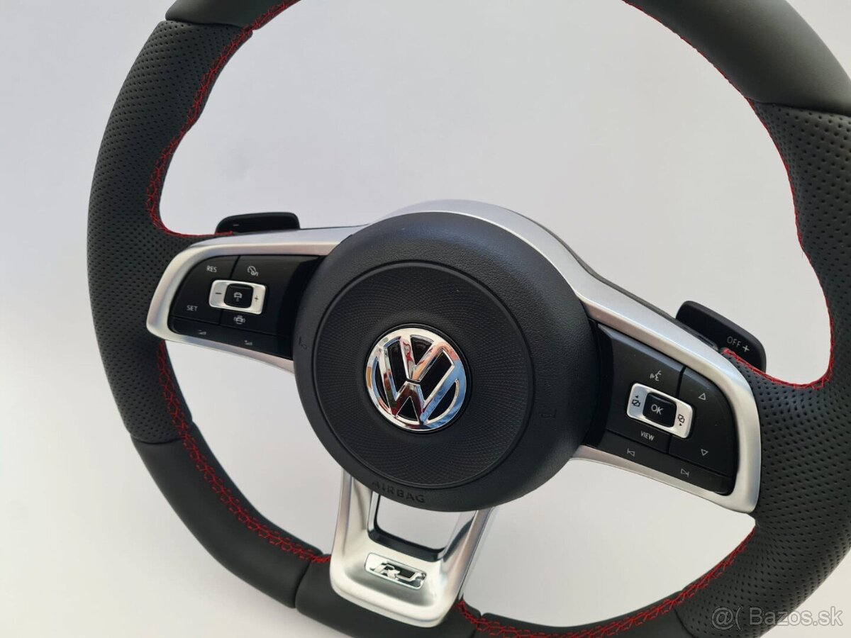 VOLANT VOLKSWAGEN R RLINE kožený ČERVENÉ PREŠÍVANIE - 2