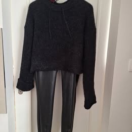 Dámske "kožené", glitrované nohavice - 2