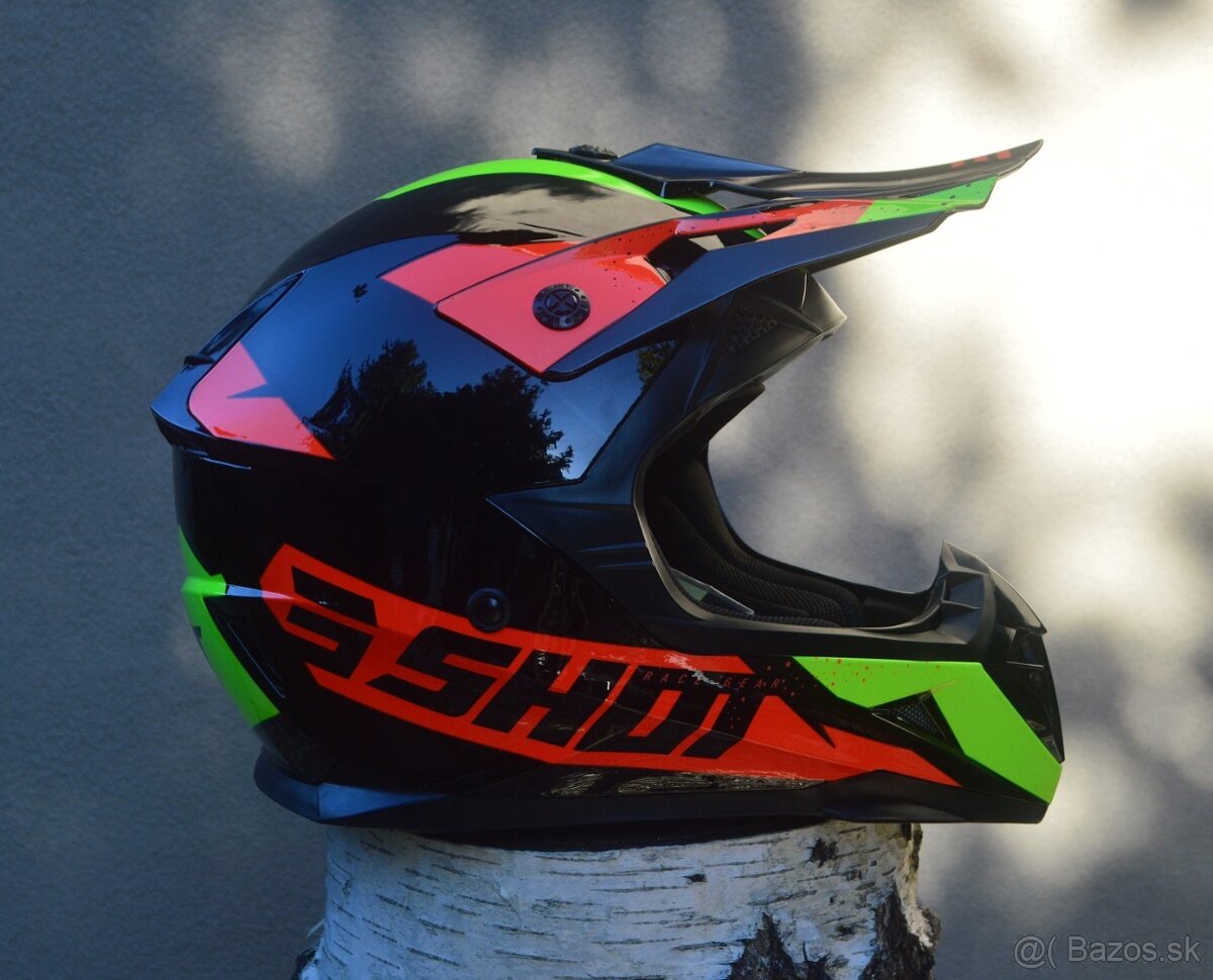 prilba helma okulare mx enduro shot fluo žltá oranžová lak - 2