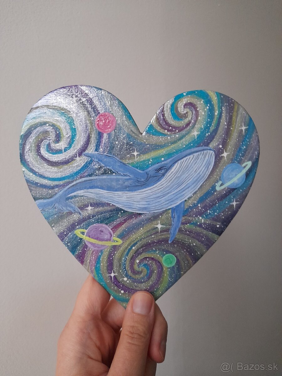 Akryl na plátne, veľryba, vesmír - 2