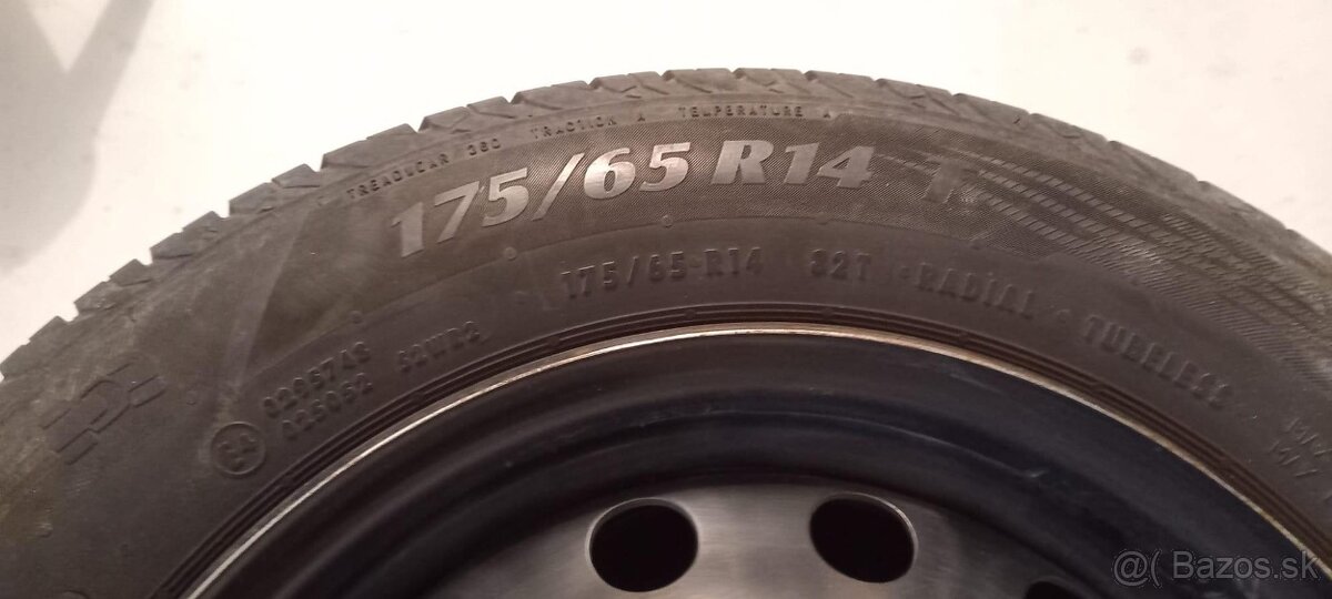 Letné pneumatiky 175/65 R14 + plechové disky rozteč 4x108mm - 2