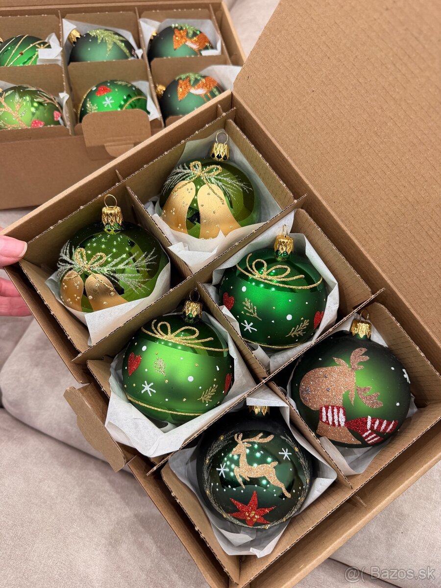 Vianočné sklenené gule , ručne malované sklenené banky - 2
