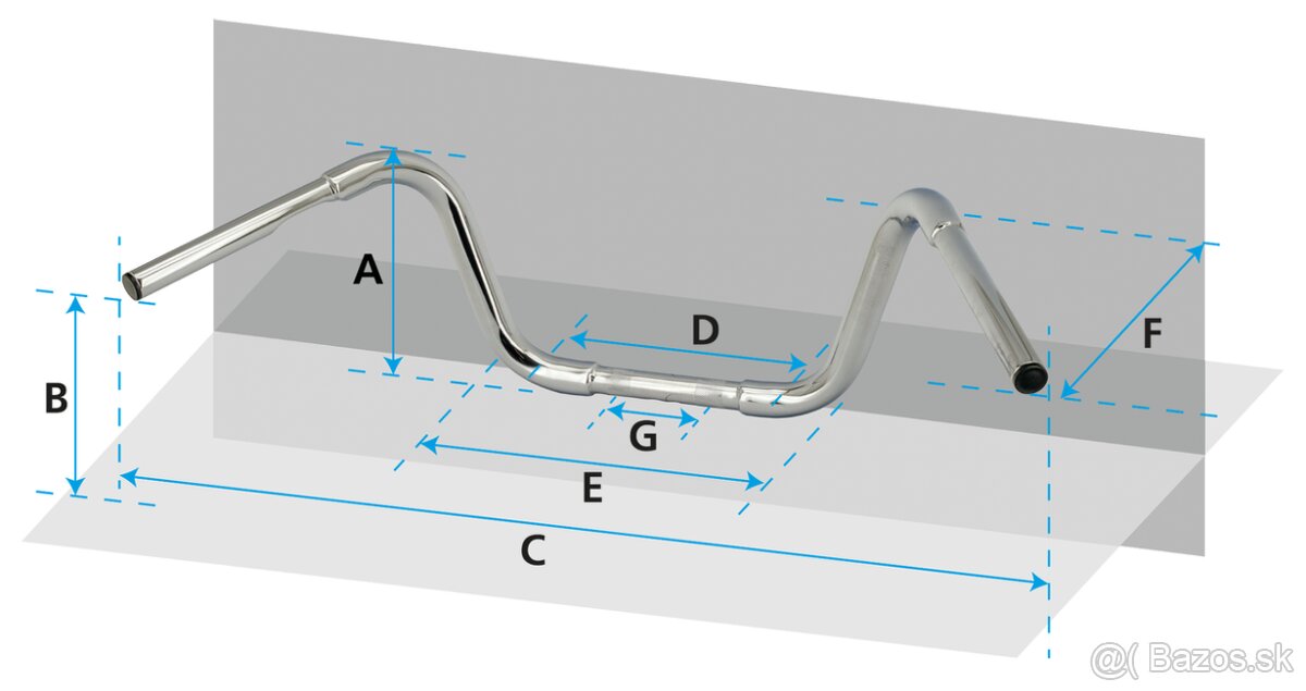 8 1/4" CRUISER HANDLEBARS 1" Dimple Chrom - 2
