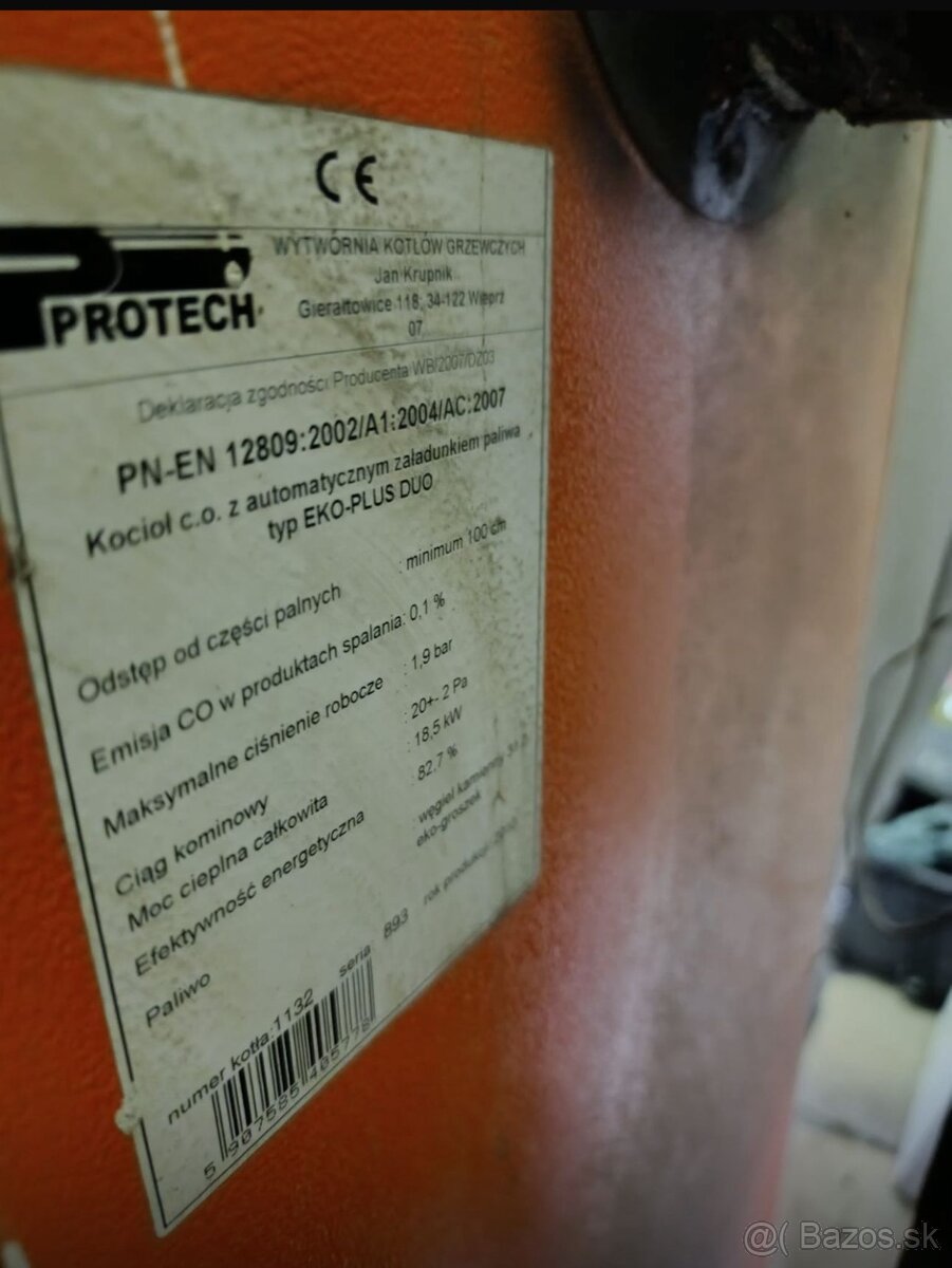 Predám PROTECH EKO DUO uhoľný kotol 18,5 - 2
