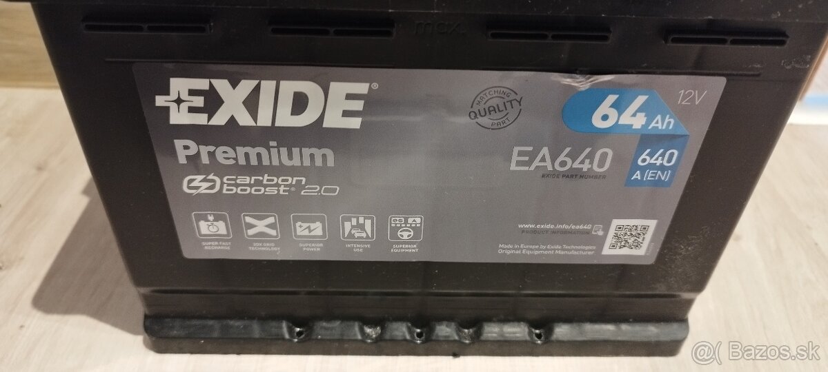 Predám novú autobatériu EXIDE PREMIUM 64 Ah, 640A. - 2