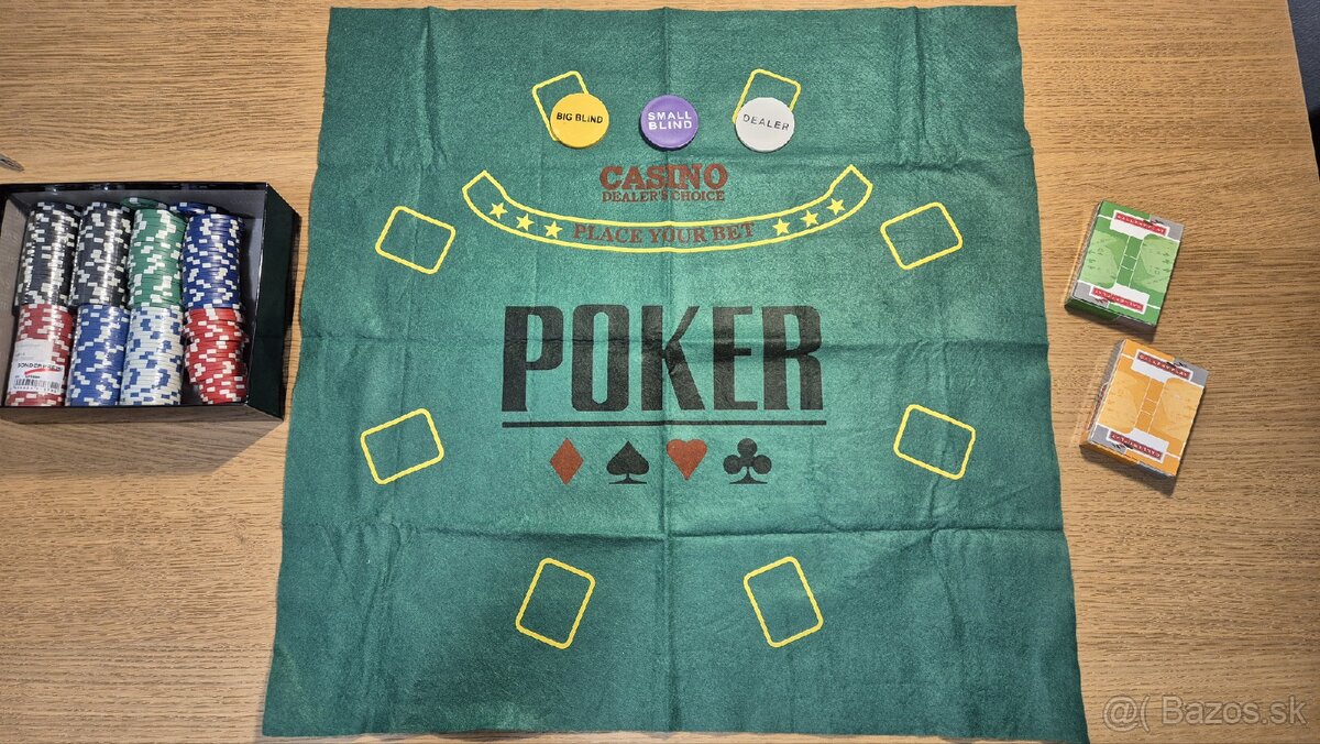Sada na poker Texas holdem - plátno, žetóny, karty - 2