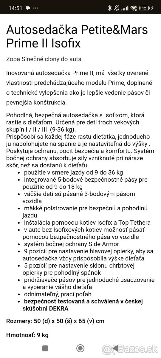 Detská autosedačka - 2