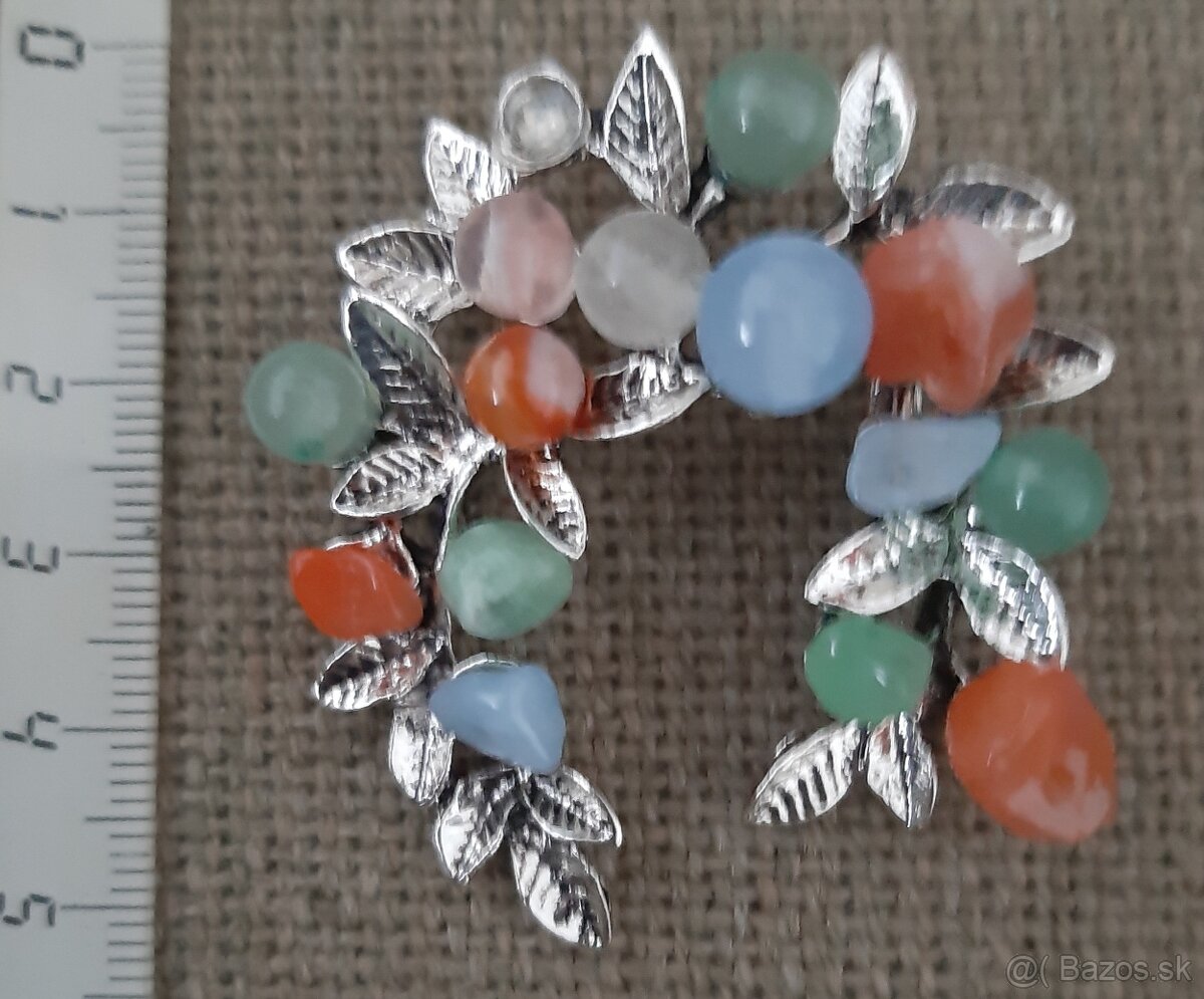 Brosne s polidrahokamom - amazonit, achaty, jadeity, karneio - 2