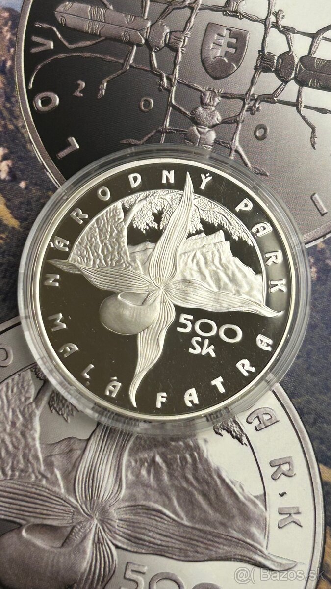 Slovenske mince proof, striebro, korunova mena. - 2