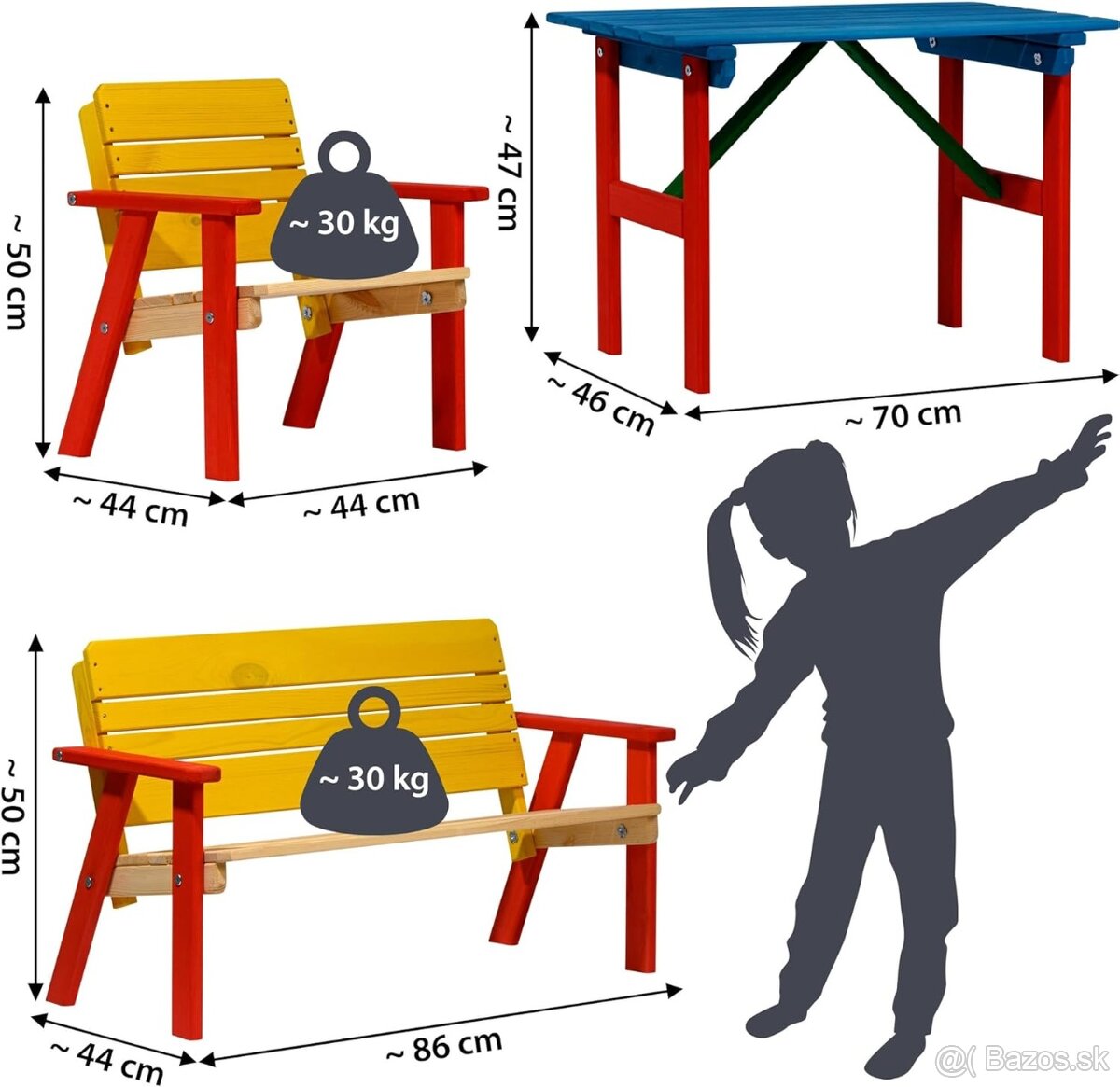 Detské drevené vonkajšie / vnútorné sedenie Dobar - 2