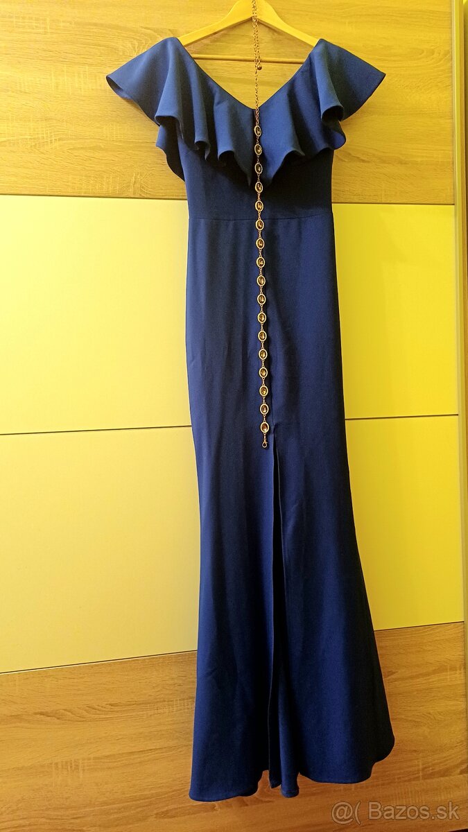 Dlhé elegantné spoločenské šaty – kráľovská modrá - 2