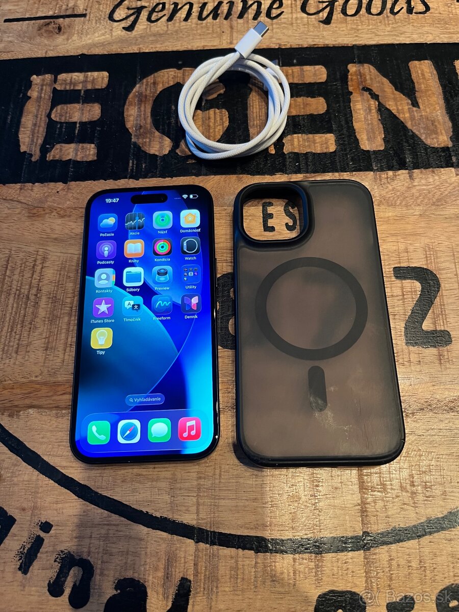 iPhone 15 black,zdravie 93% - 2