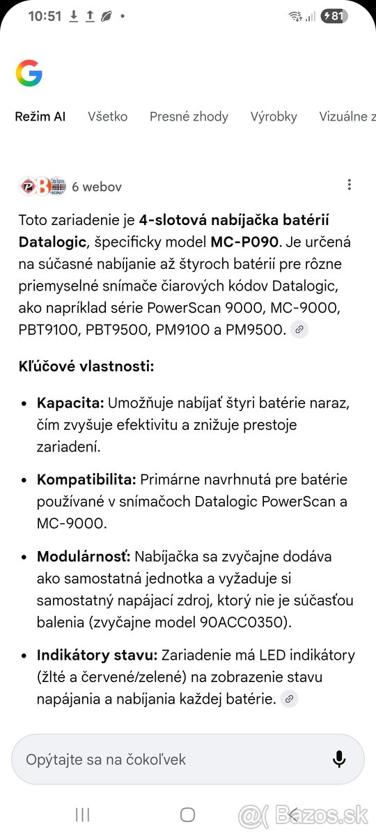 Nabíjačka Datalogic MC-P090 - 2