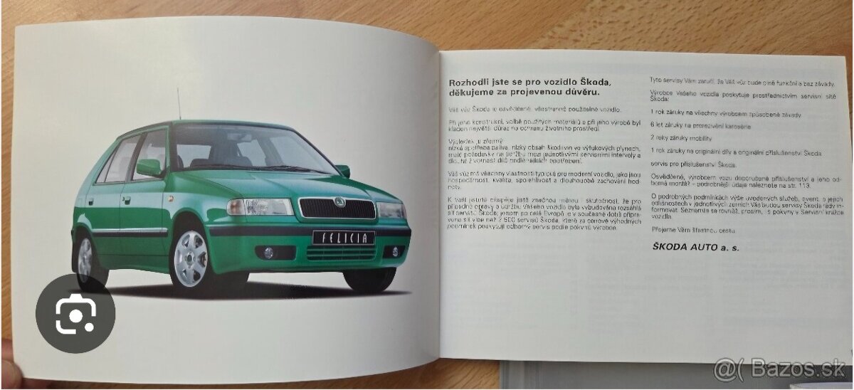Návod na obsluhu Škoda Felícia - 2
