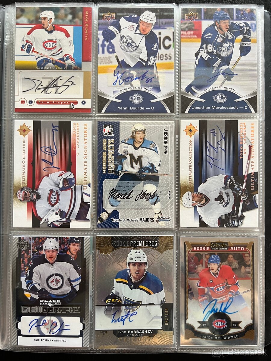 NHL jersey karty a podpisky - 2