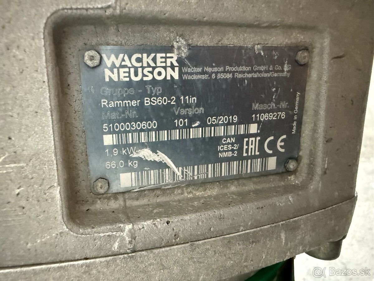 3. Vibračné dusadlo Wacker Neuson BS 60-2 r.v.2019 - 2