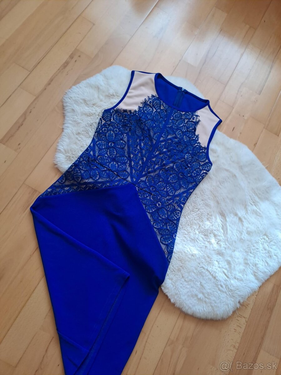 kralovsky modre spoločenske kratke šaty - 2