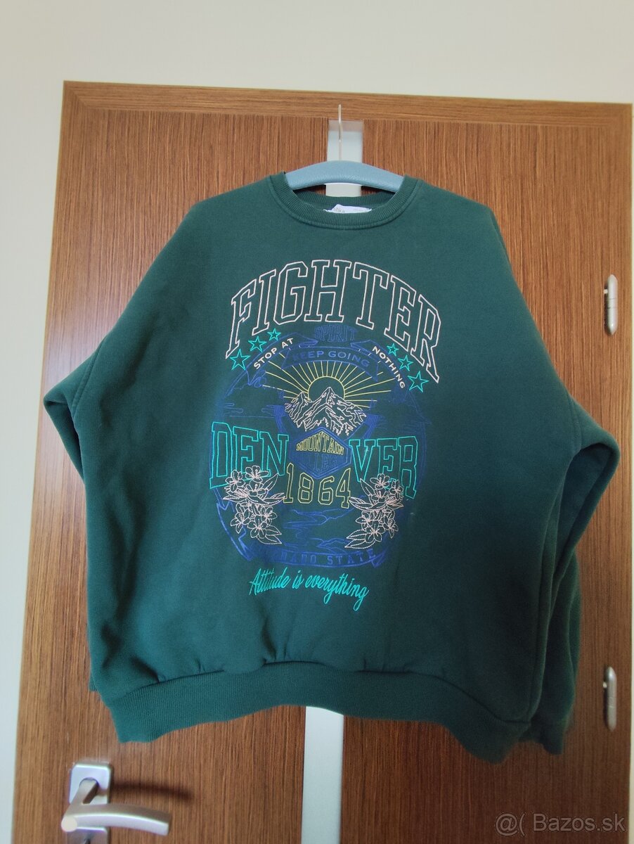 Bershka zelena mikina, bordova FB mikina Zara pulovrik a ine - 2