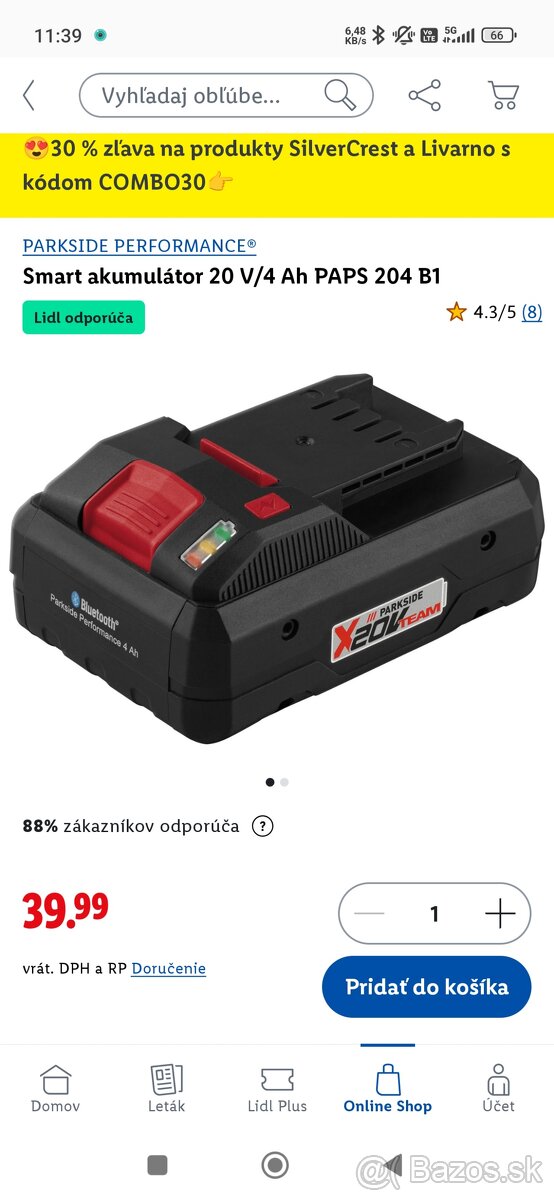 Aku Batérie parkside performance 20V 4ah - 2