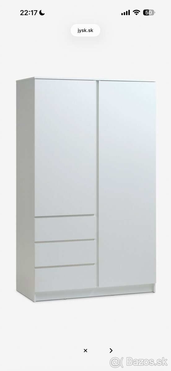 Šatnikova skriňa JYSK biela - 2