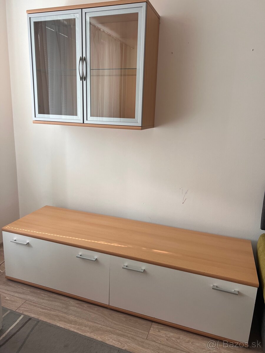 Zostava nábytku- 4 kusy- komoda+vitrína+skrinka+polica - 2