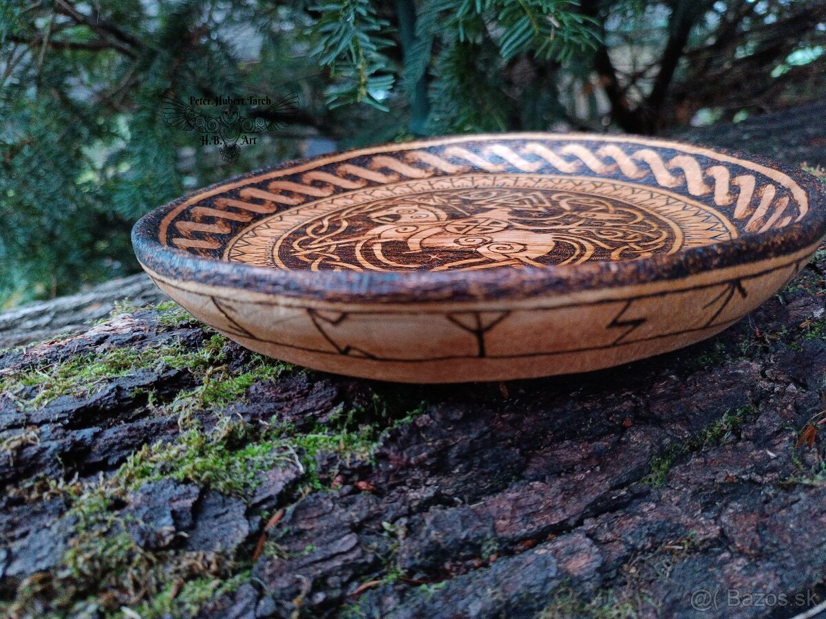 Vikingský tanier - ODIN - Viking wooden plate - 2