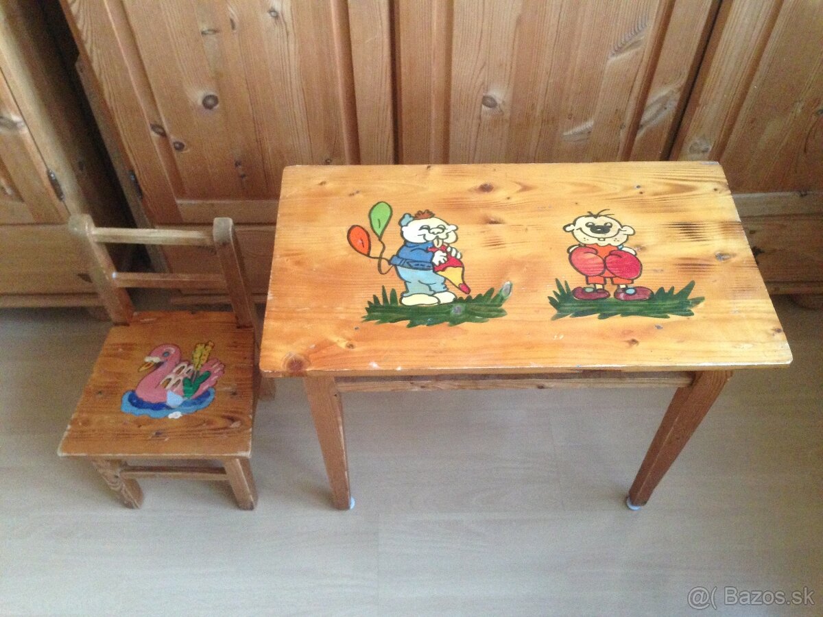 Retro drevený detský set - 2