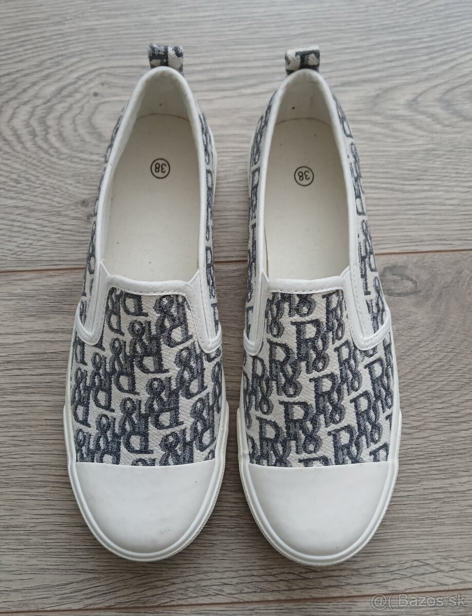 Bielo/sive slip on tenisky - 2