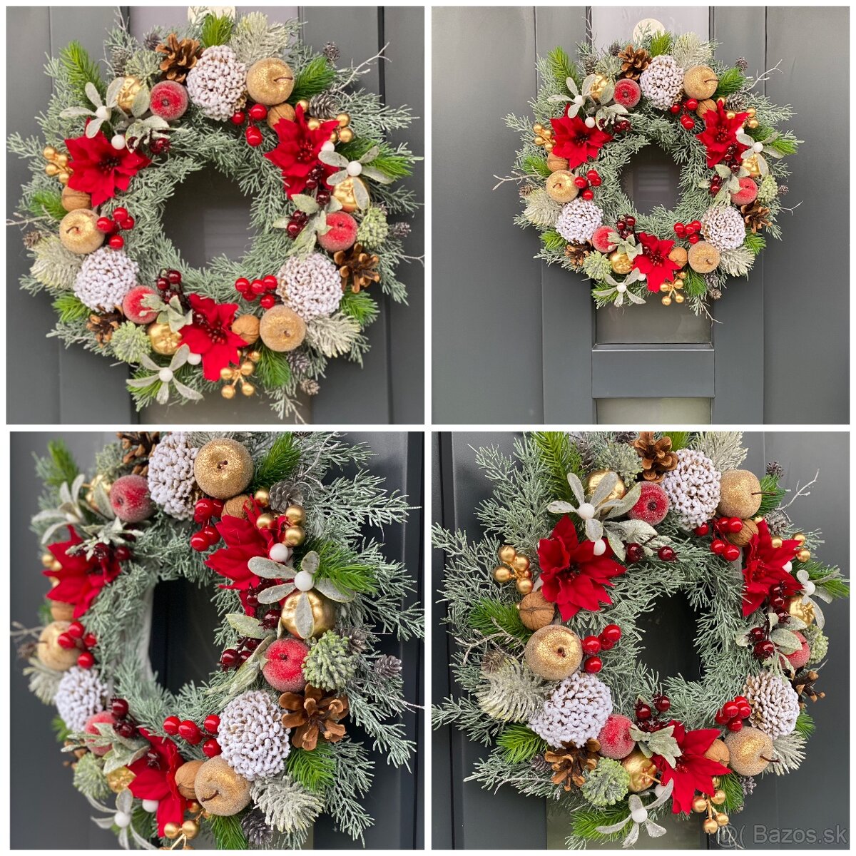 Vianočný veniec L 38cm na dvere dekoracia Vennček - 2