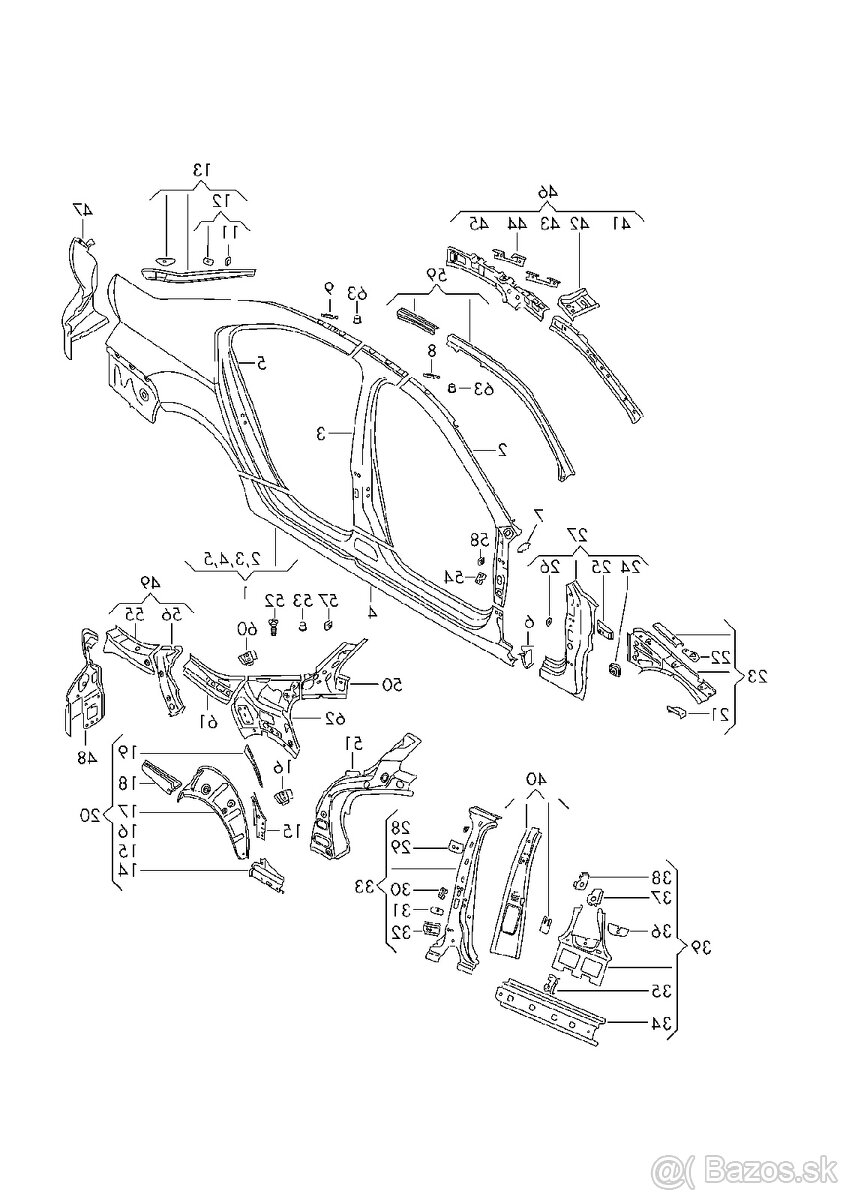 bočnica, prah, stĺpik, nosník Octavia 3 - 2
