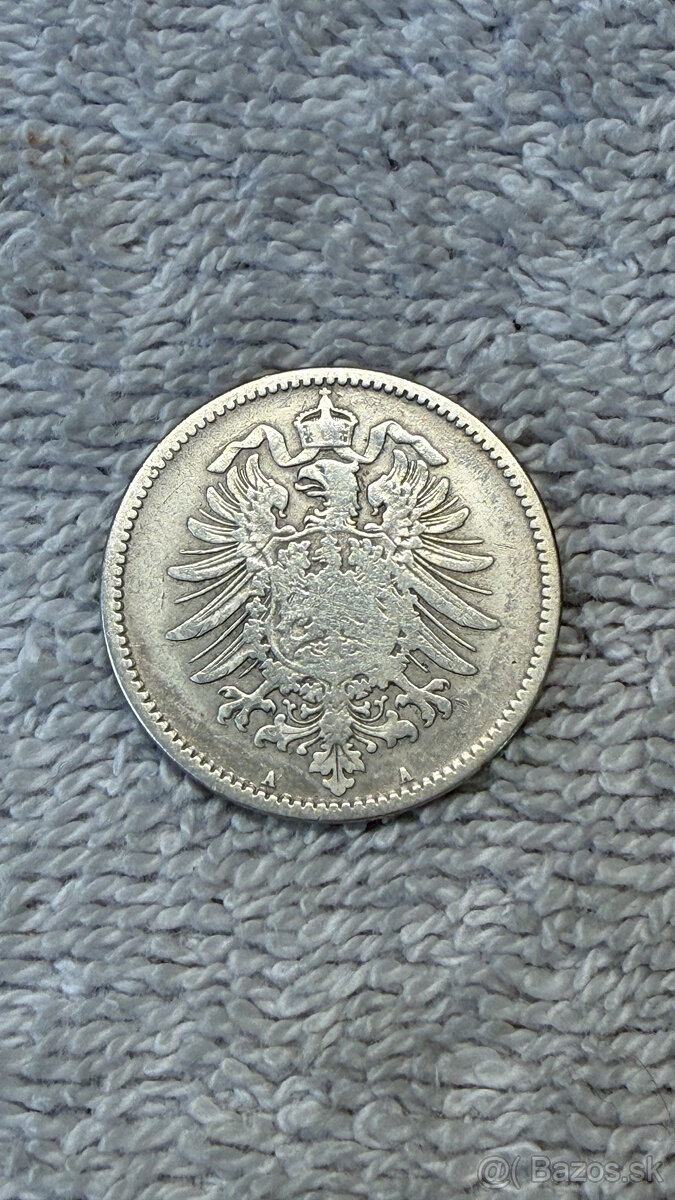Stříbrná mince Německo – 1 Mark (1873–1907, Deutsches Reich, - 2