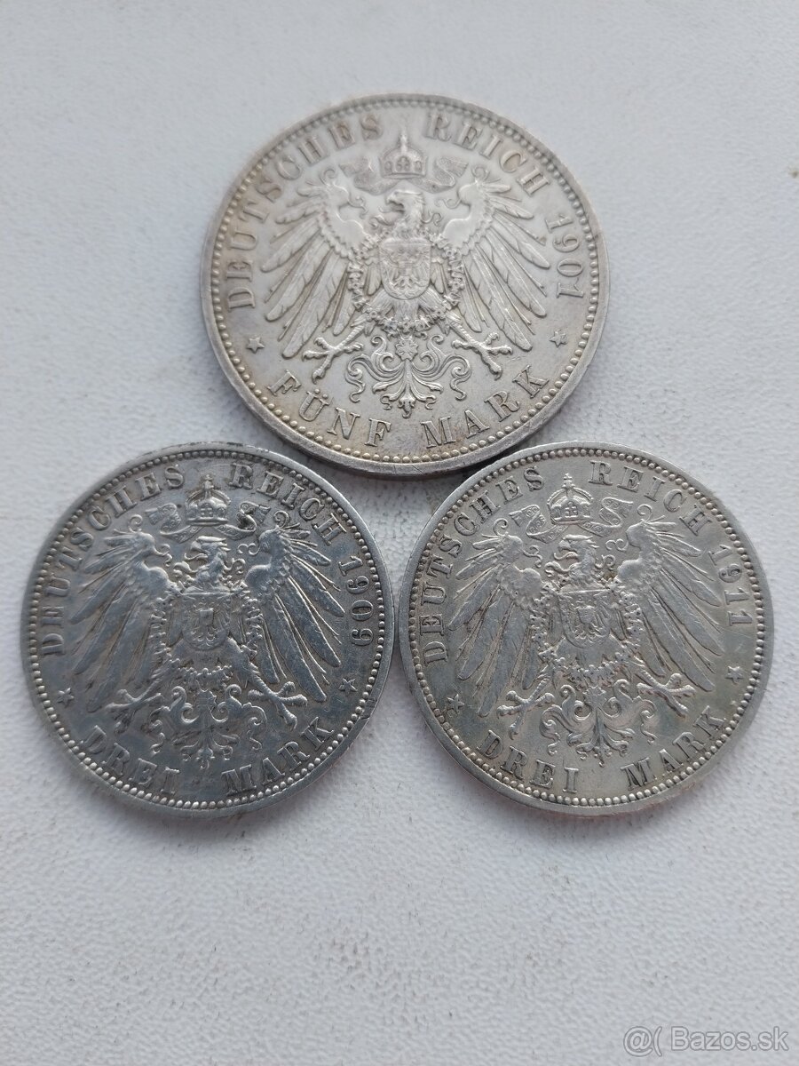 Mince Strieborne 3 a 5 marky nemecko - 2
