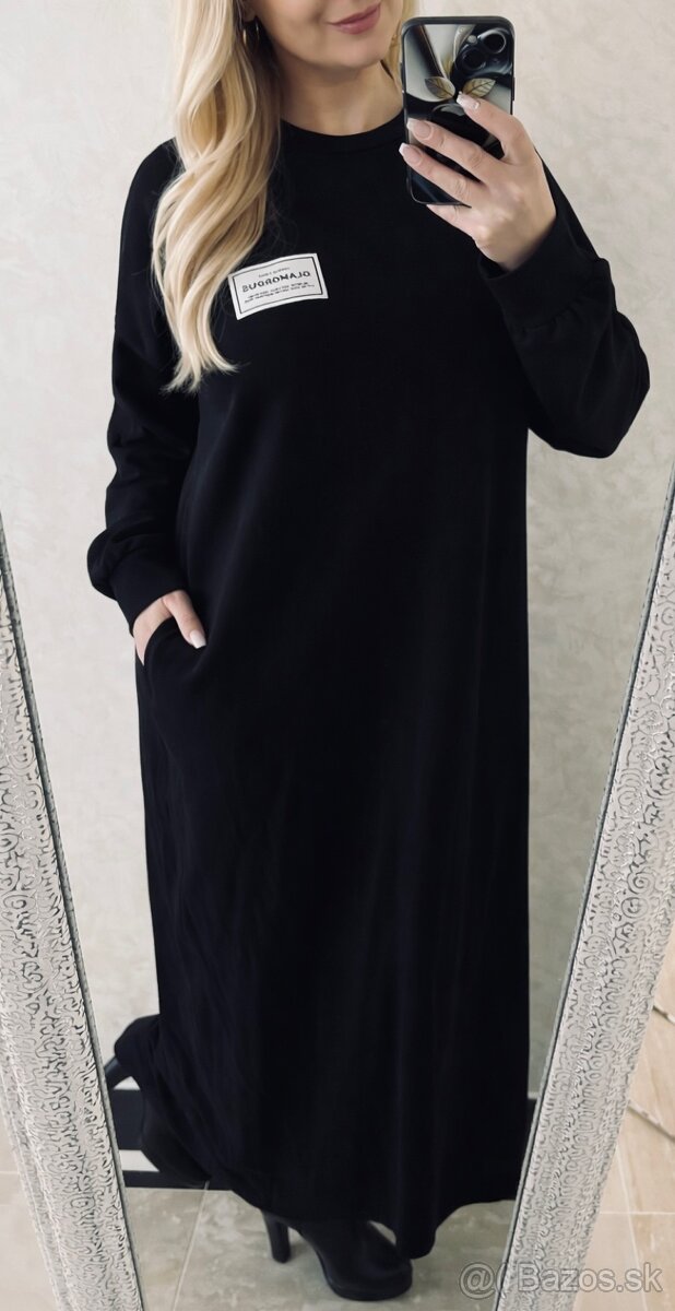 Mega bavlnene maxi šaty black - 2