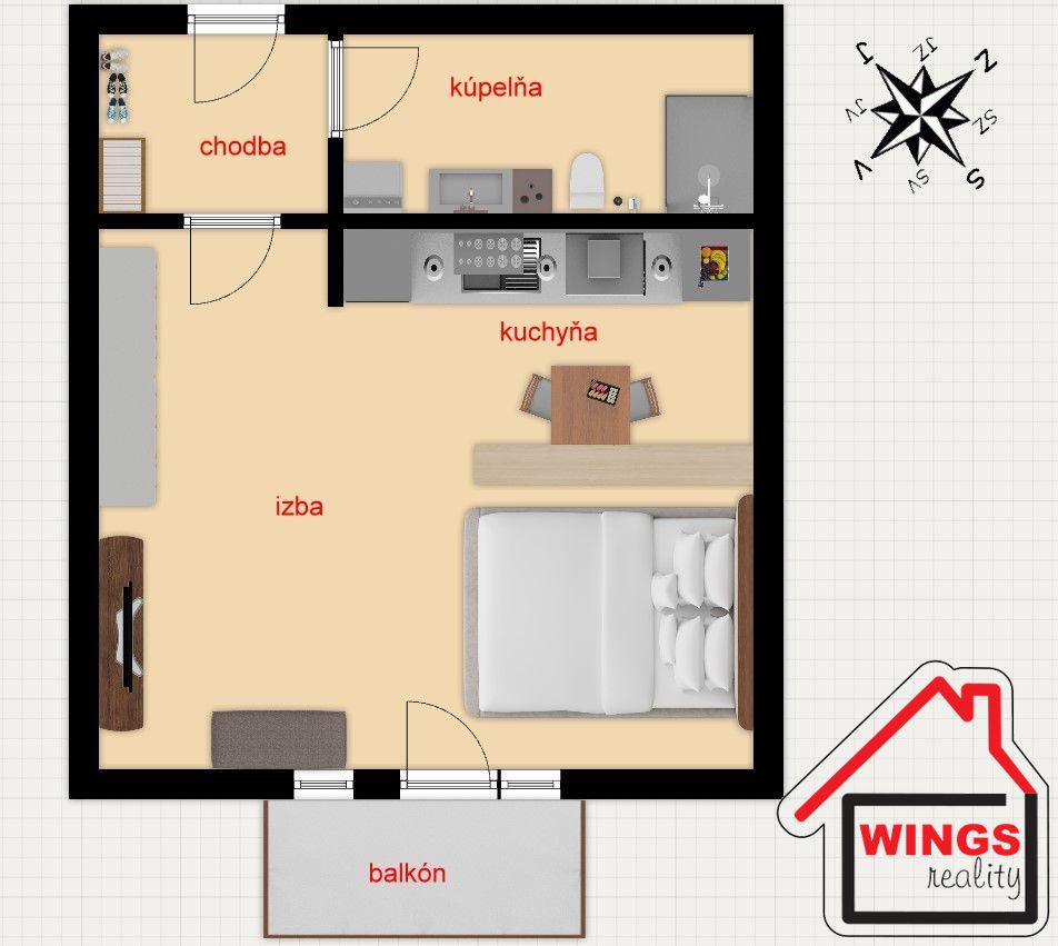 Prenájom 1 izbový byt ul. Vonkajší rad (SRDIEČKOVO) Sereď - 2